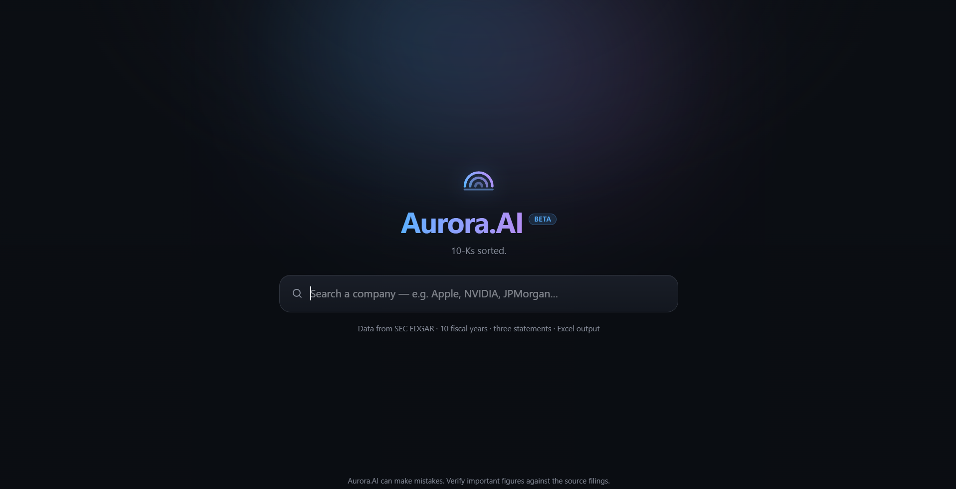 Aurora.AI — LLM-powered 10-K financial statement extractor by Devansh Wadhwani